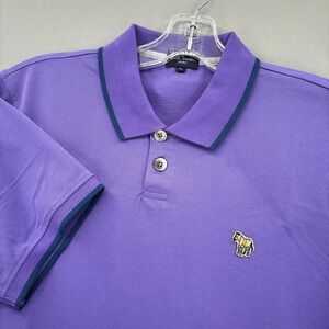 Paul Smith Polo Shirt Boys Youth XL Purple Zebra Logo Pique Cotton Short Sleeve